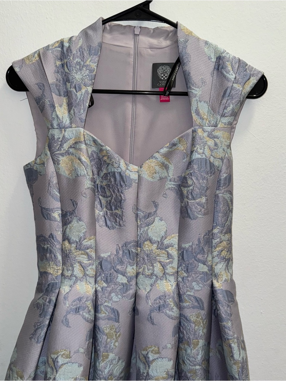 Vince Camuto Lavender Floral Midi Dress with Pale Yellow Accents - Picture 2 of 2